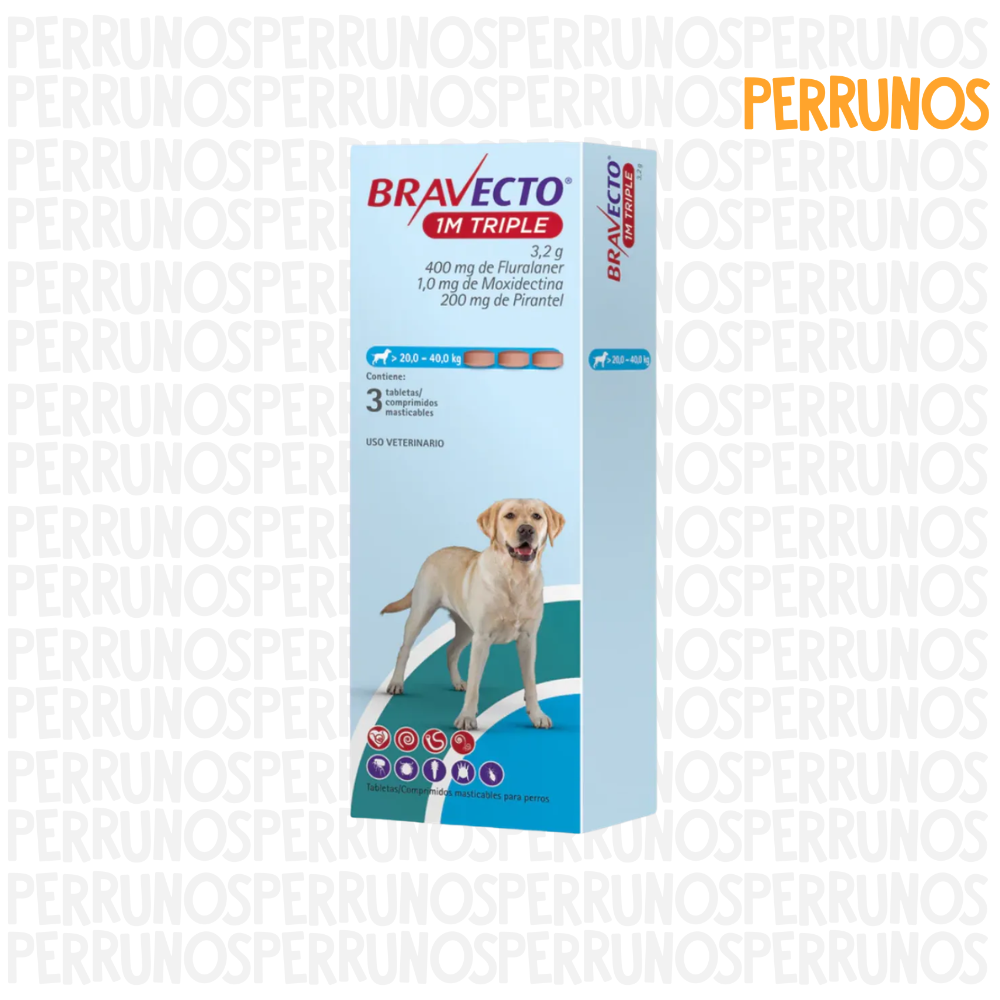 Bravecto 1M Triple 20 - 40 kg (3 tabletas)