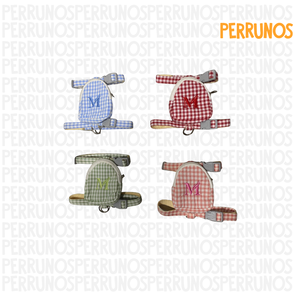 Arnes con Correa y Mochila a Cuadros M