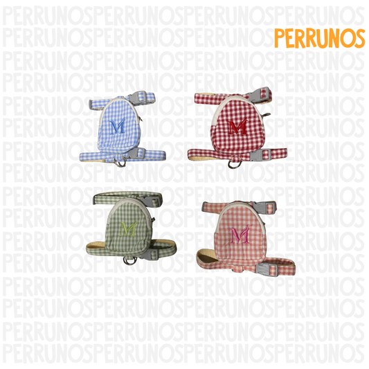 Arnes con Correa y Mochila a Cuadros M