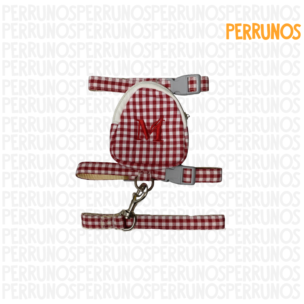 Arnes con Correa y Mochila a Cuadros M