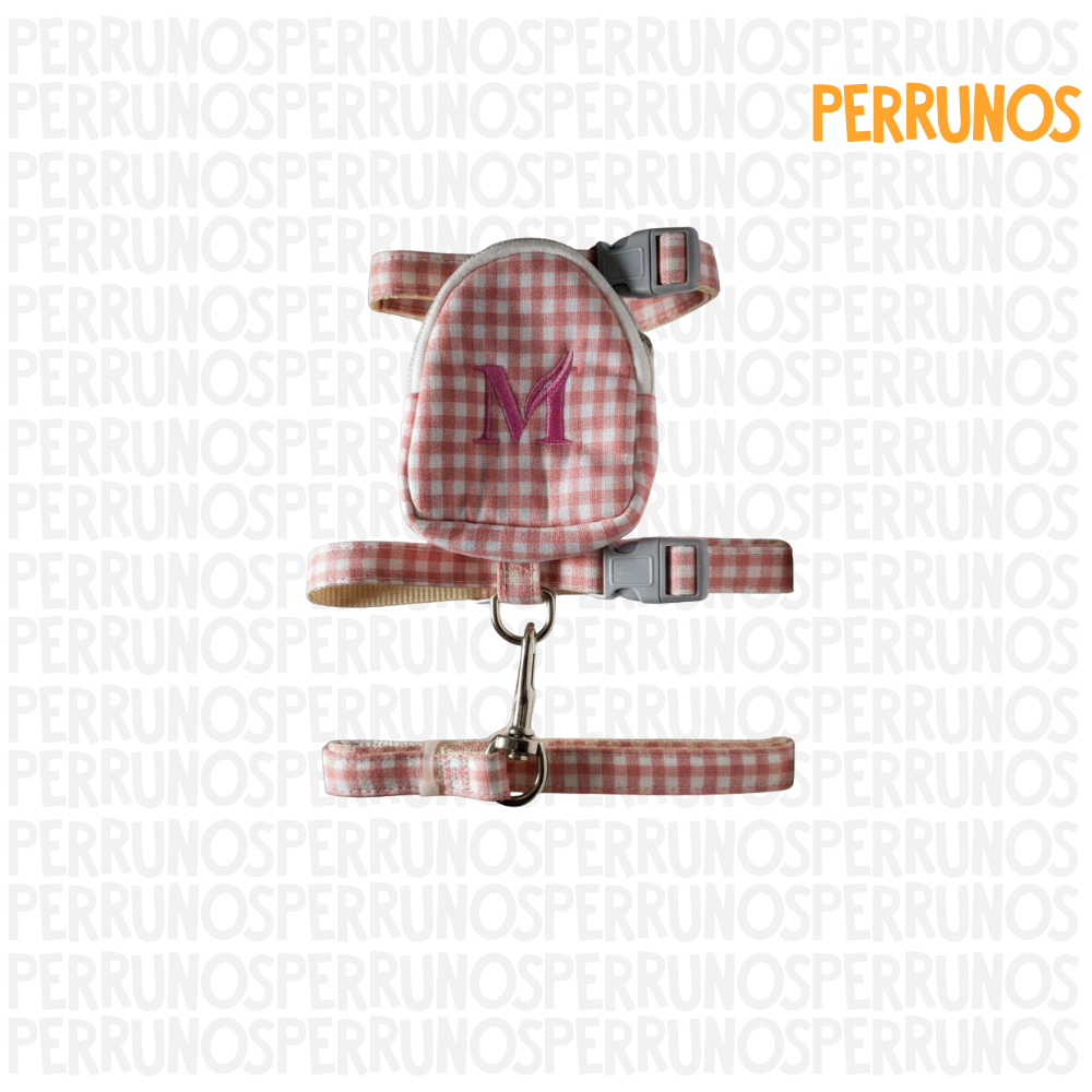 Arnes con Correa y Mochila a Cuadros M