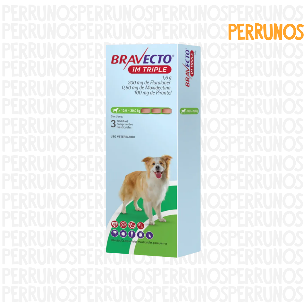 Bravecto 1M Triple 10 - 20 kg (3 tabletas)