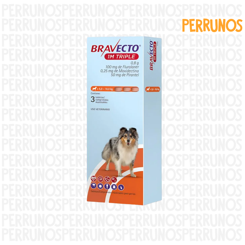 Bravecto 1M Triple 5 - 10 kg (3 tabletas)
