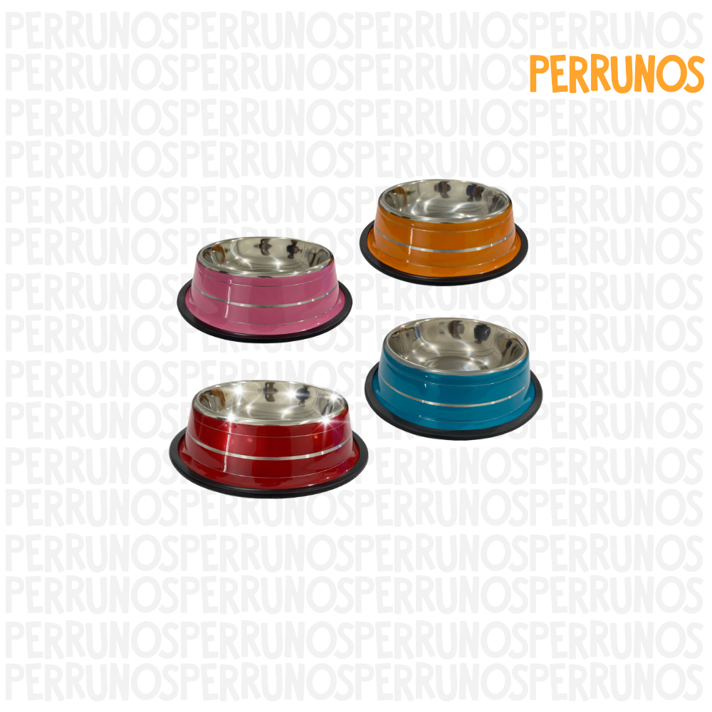 Plato para perros metálico multicolor