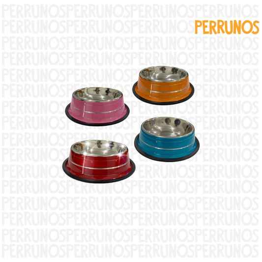 Plato para perros metálico multicolor