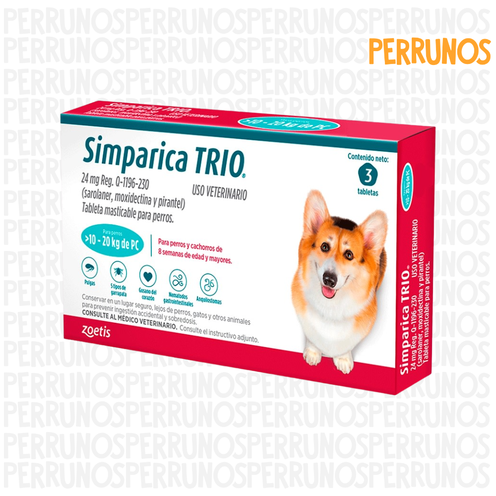 Simparica Trio 10.1 - 20 kg x 3 tabletas