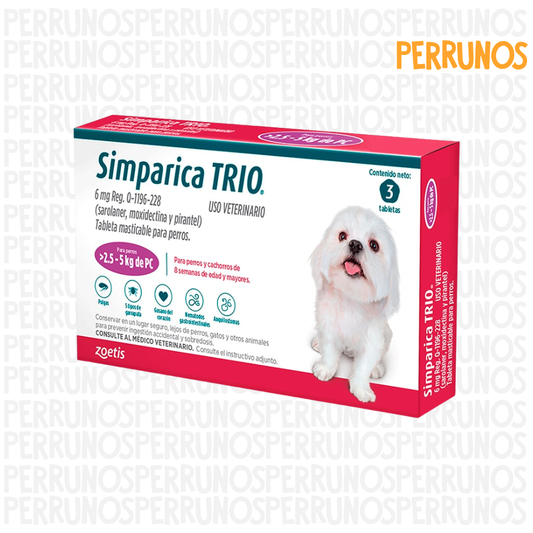 Simparica Trio 2.6 - 5 kg (3 tabletas)